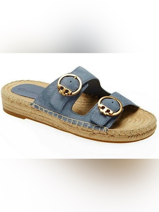 Tory Burch Shoes - Tory Burch blue espadrille flats slides size 9